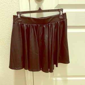 Black, leather-like skater skirt